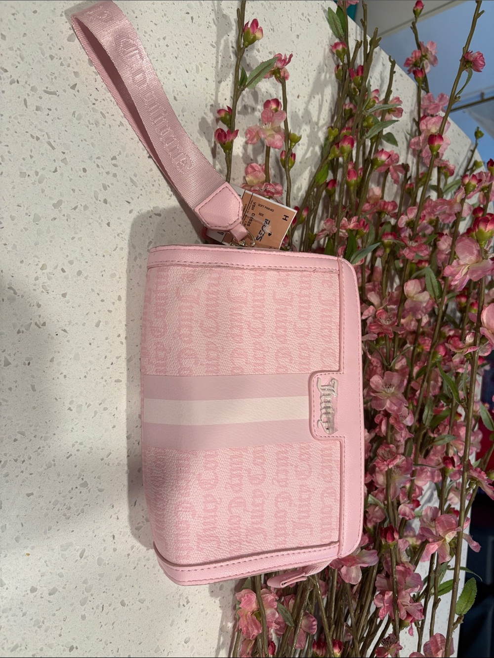 Juicy Couture Pink Signature Wristlet Clutch with Strap
